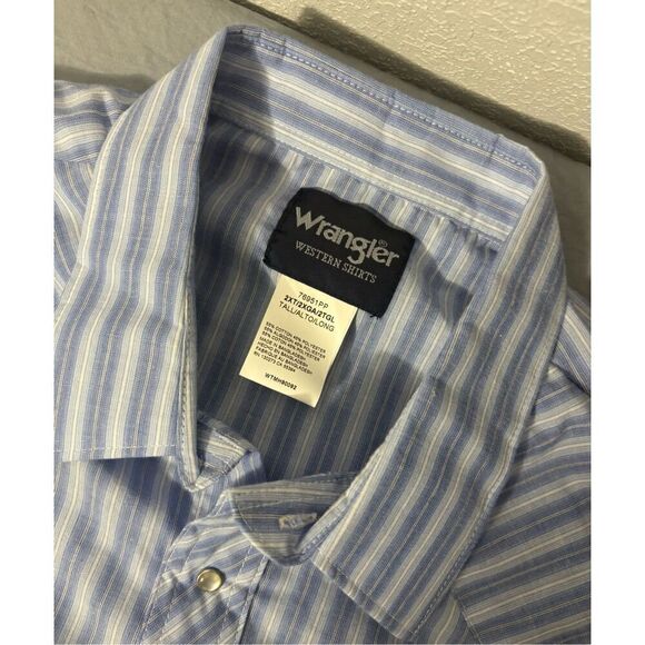 NWT Wrangler Western Shirt Men's 2XL Blue Plaid Short Sleeve Pearl Snap Button - Picture 1 of 6